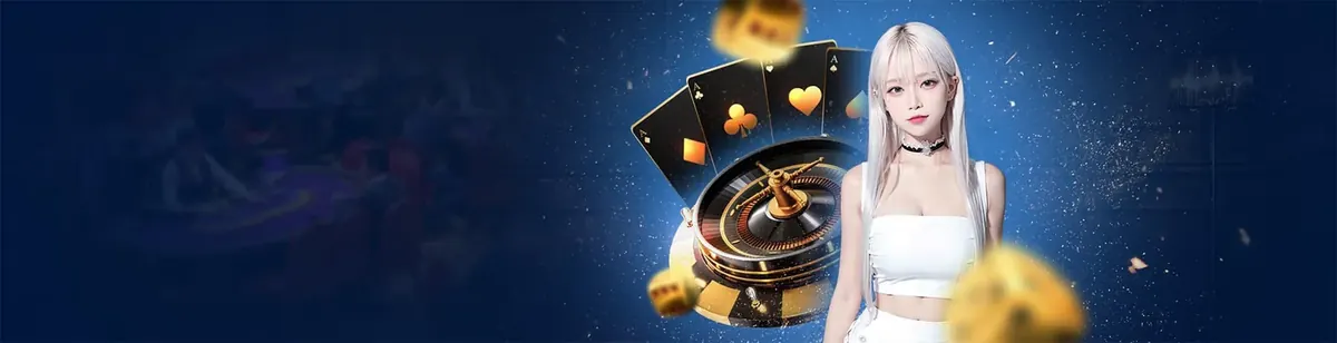Meja kasino langsung dengan dealer, kartu dan roda roulette di latar hijau